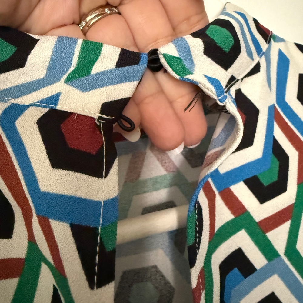 Zara Blue and Green Geometric Mini Dress - Picture 11 of 11